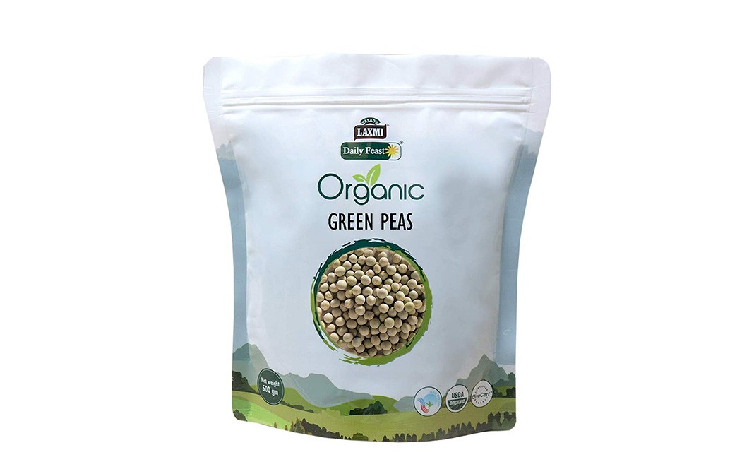 Laxmi Daily Feast Organic Green Peas   Pack  500 grams